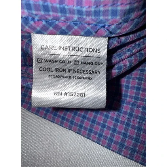 Mizzen Main Leeward 1/4 Zip Pullover Mens S Blue Pink Check Zip Pocket Mock Neck - Picture 8 of 13